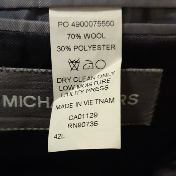 Michael Kors Charcoal Grey Plaid Classic Fit Suit Jacket SIZE 42L - Picture 3 of 6